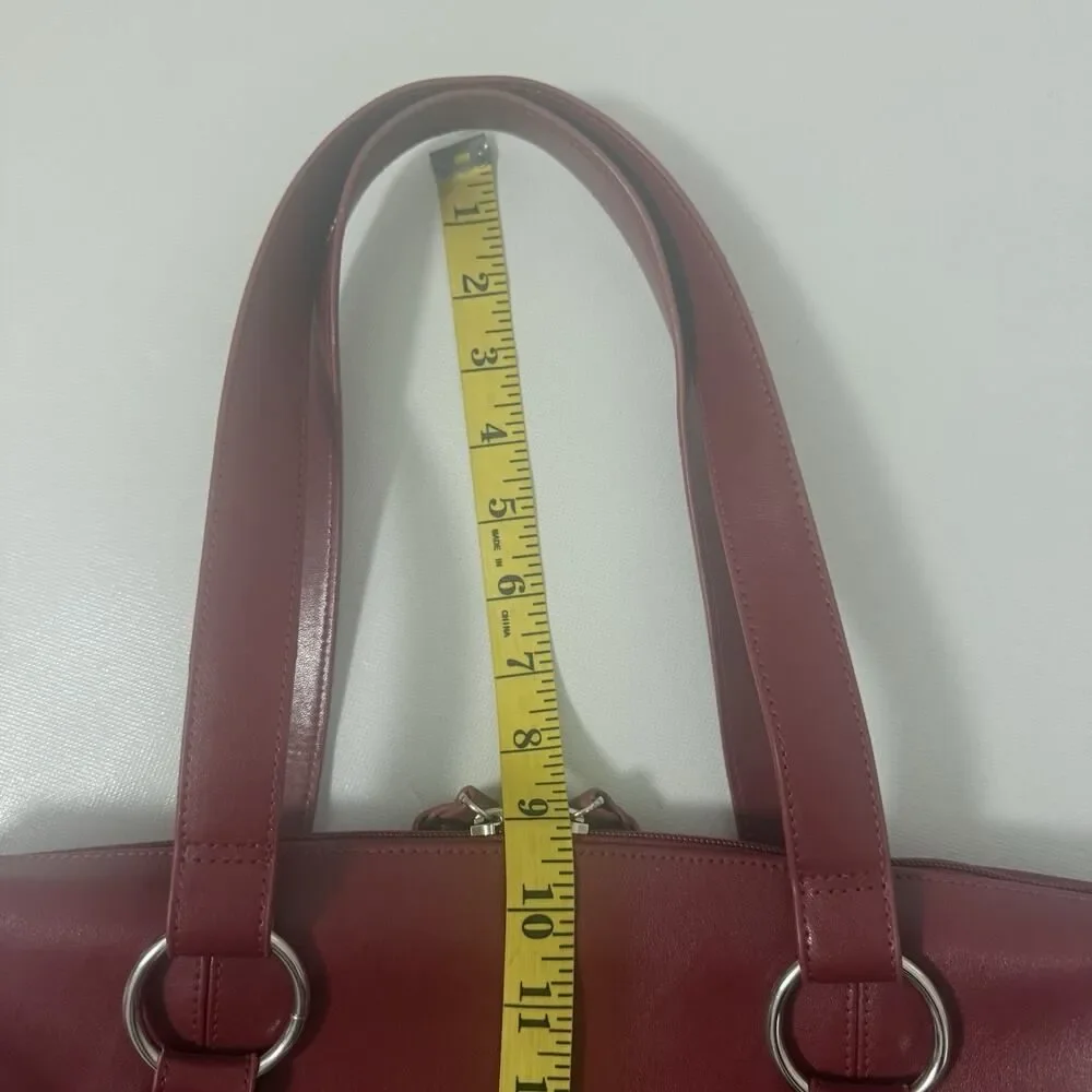 Franklin Covey Leather Bag Red Pockets Expandable Briefcase Laptop Office Travel